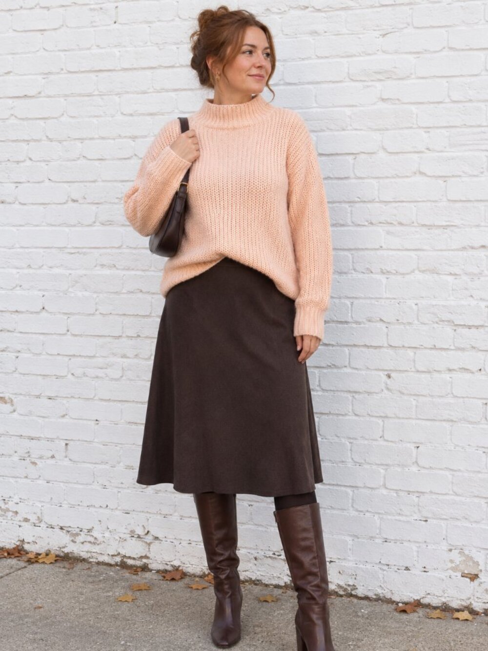 NEW Dex Peach Chunky Knit Mock Neck Sweater Size M Fall Winter